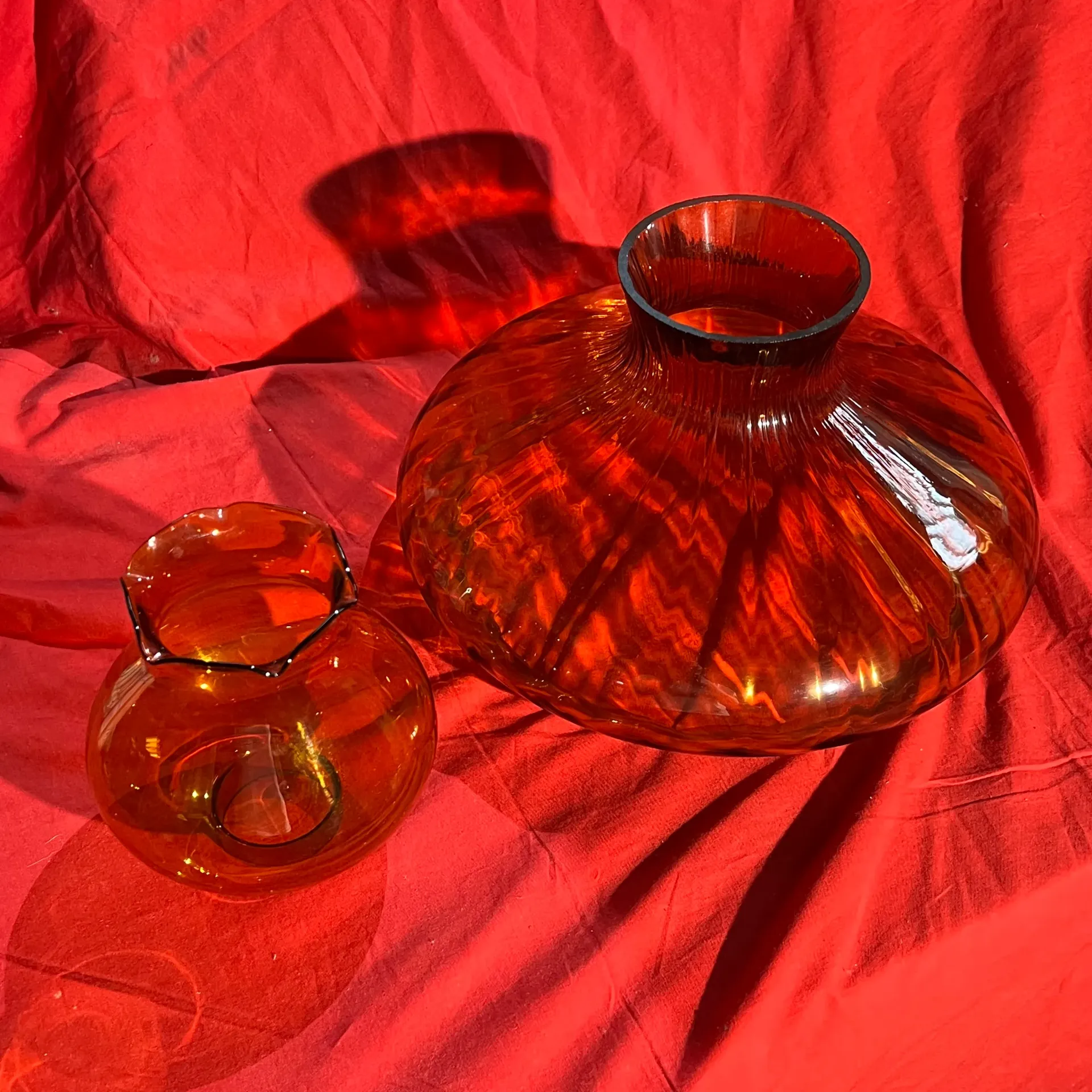 Lot verre orange vintage – DIY / lampe / création