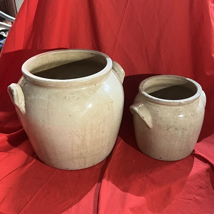 Pots en grès beige et brun – lot de 3 - déco rustique