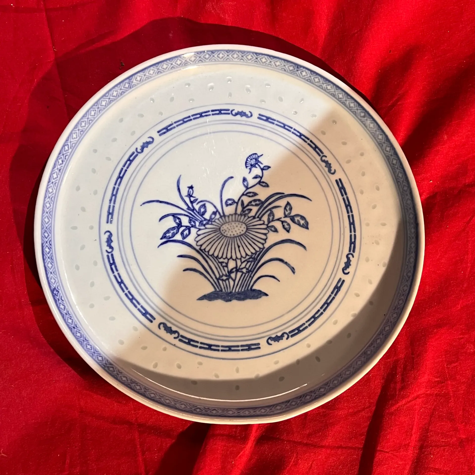 Jolie plat à motifs bleus