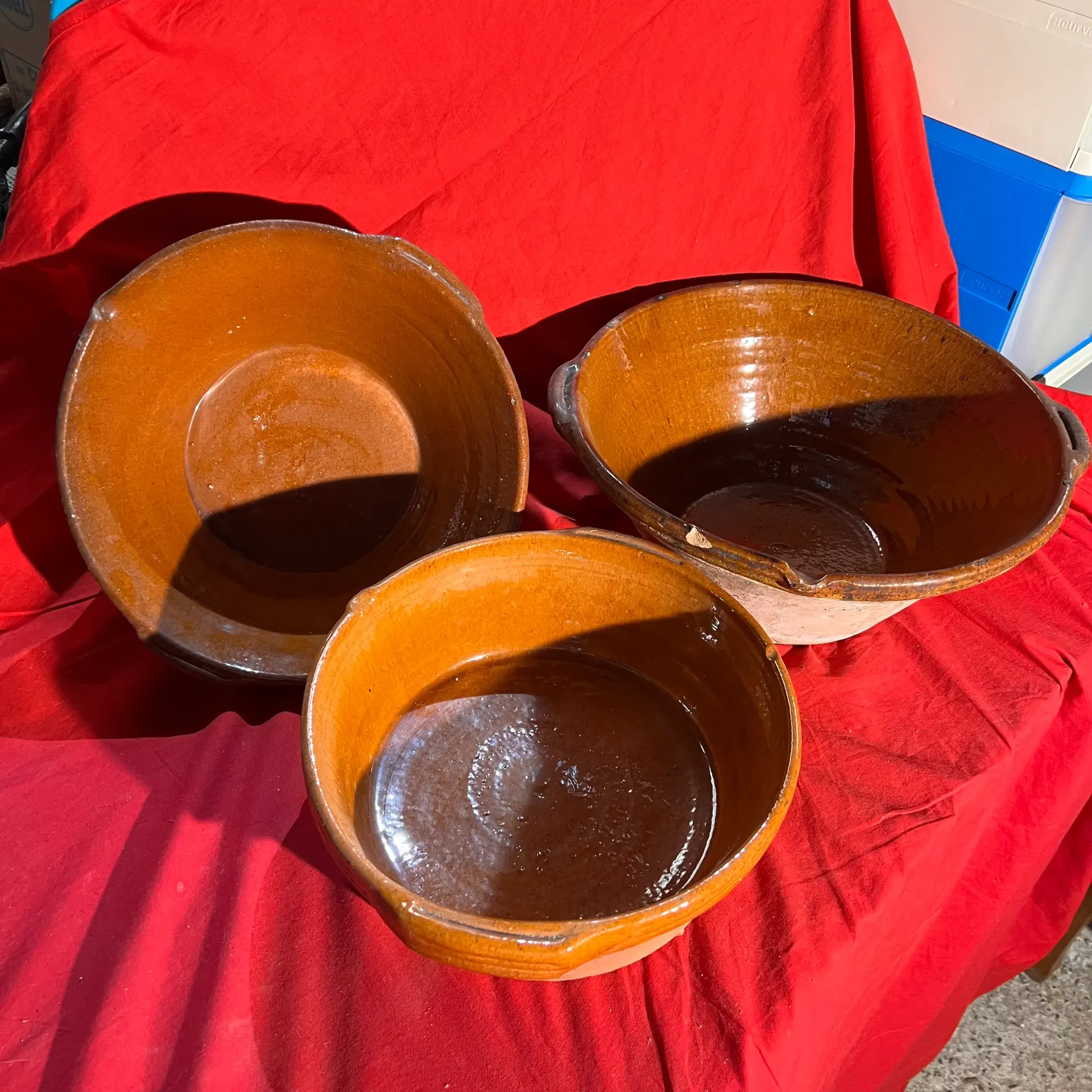 Lot de 3 grands plats en terre cuite de Castelnaudary Gresale