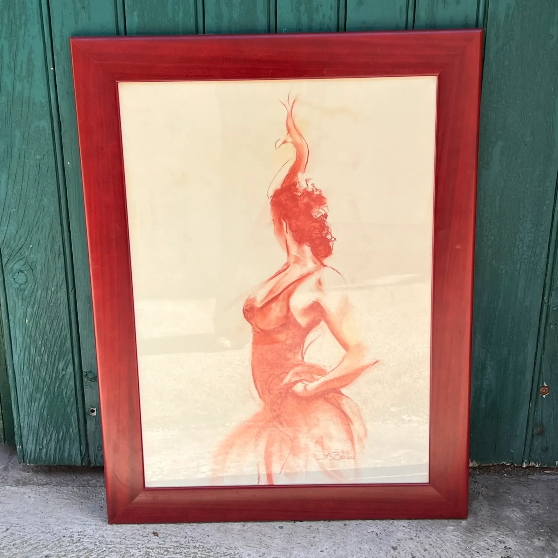 Beau tableau rouge - Signé M Brazes