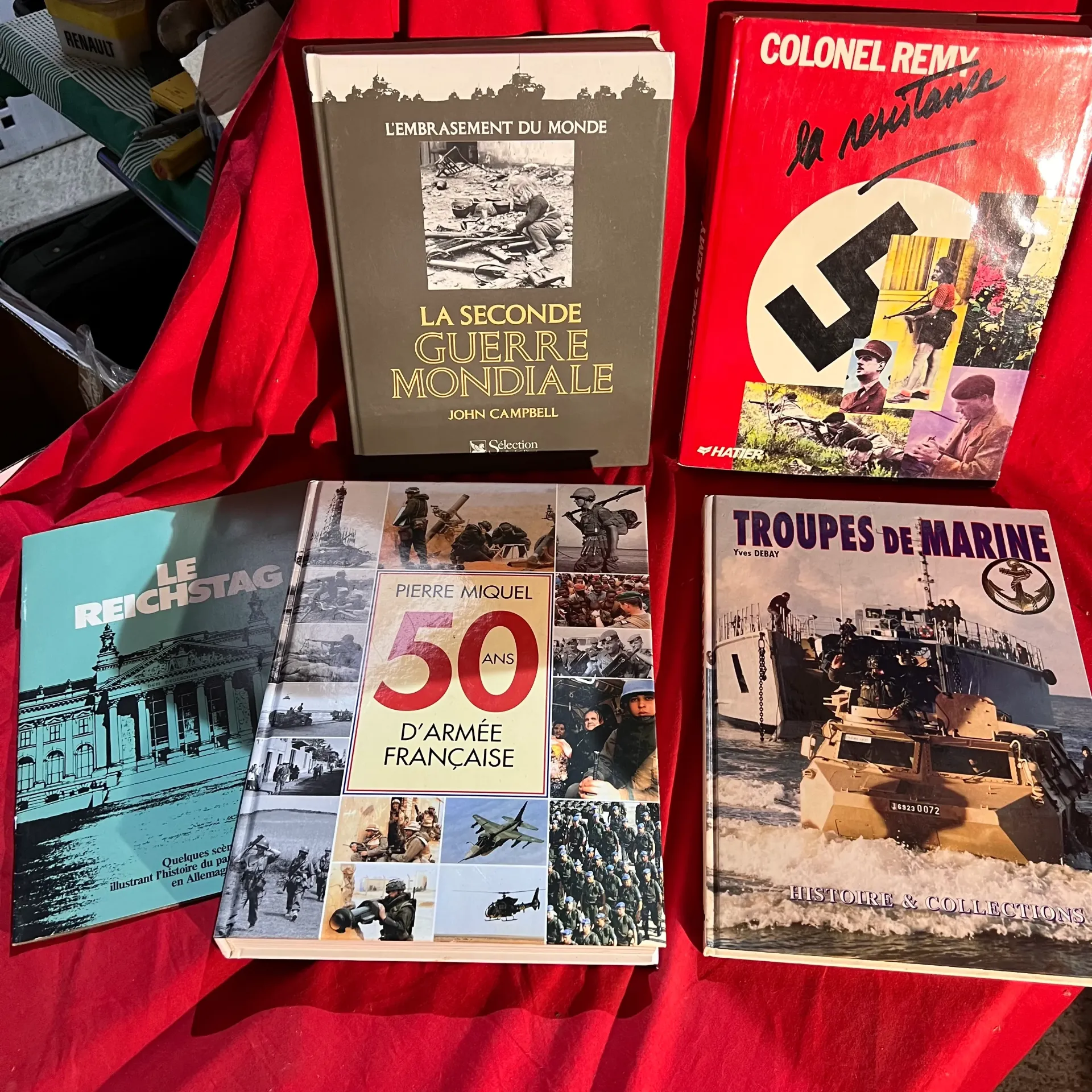 Lot de 5 livres guerre, armée, militaria ww2