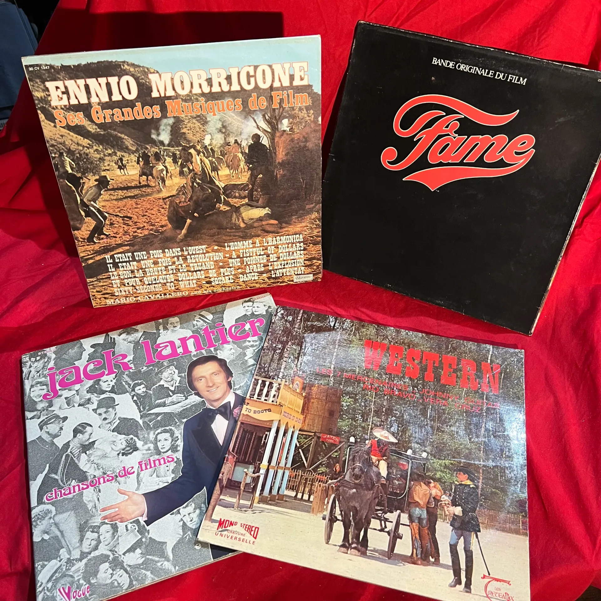 Lot 4 vinyles BO films 33T – Ennio Morricone, Fame, Western, musique de films