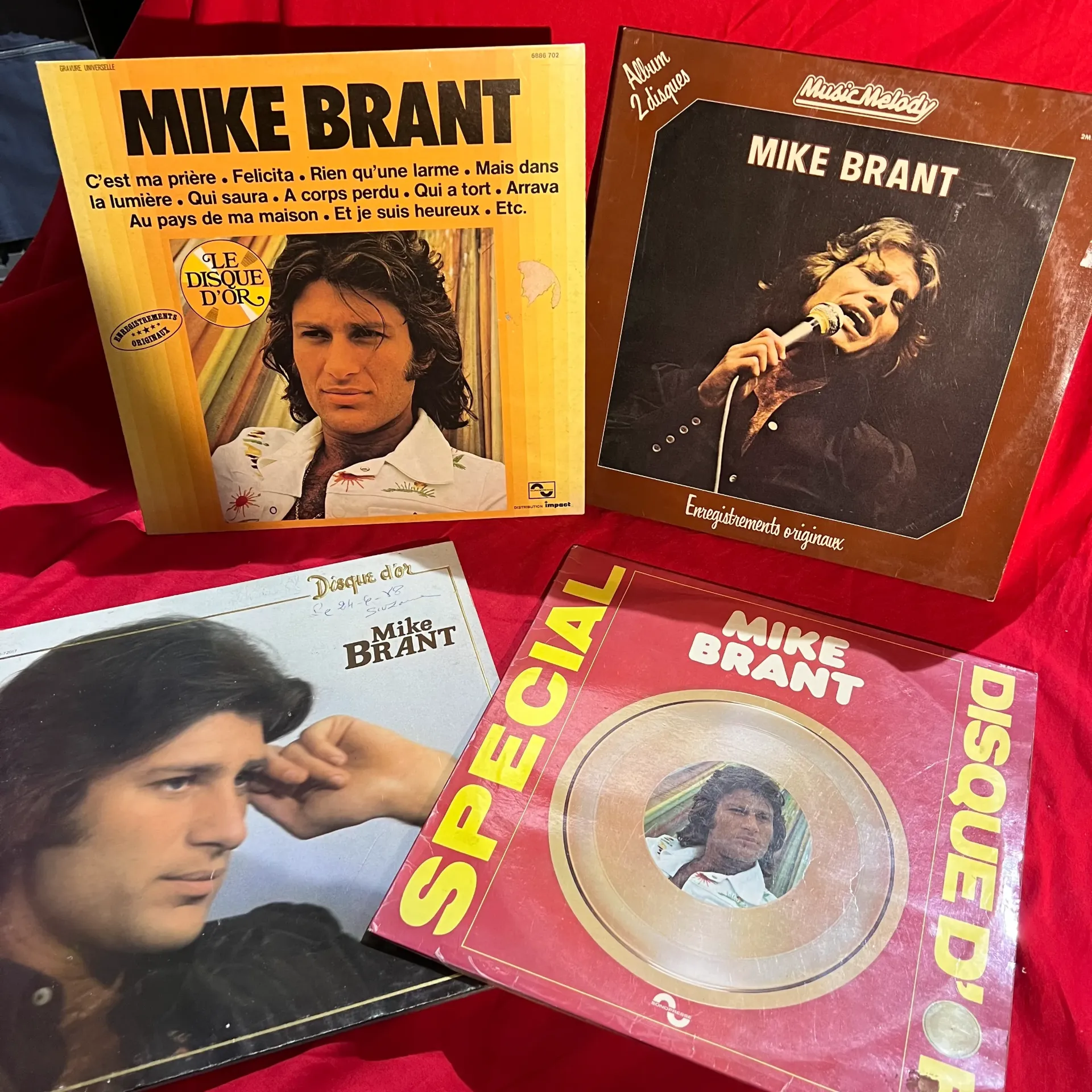 Lot 4 Vinyles Mike Brant — Disques d’Or + Double Album — Variété Française