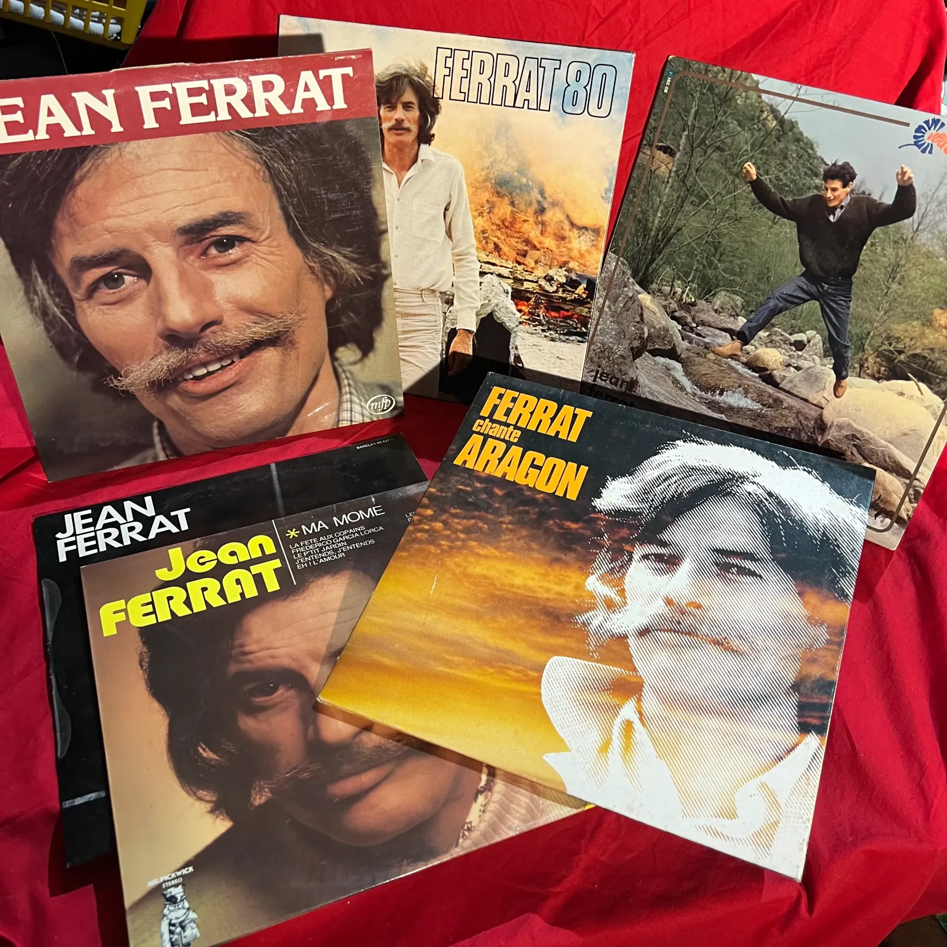 Lot 6 vinyles Jean Ferrat 33T – chanson française, Aragon, années 70 vintage