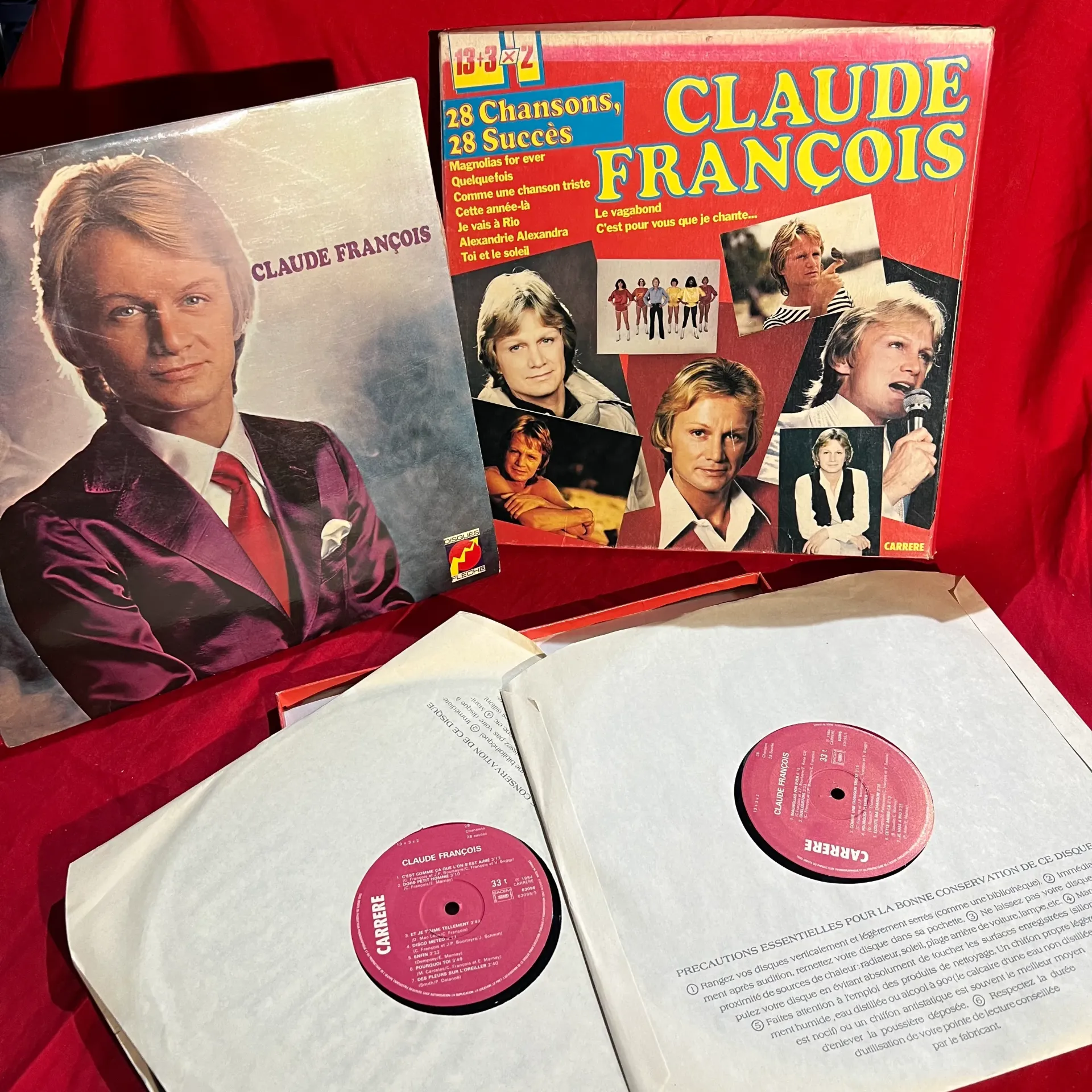 Lot 2 vinyles Claude François 33T – coffret 28 chansons 28 succès + album vintage