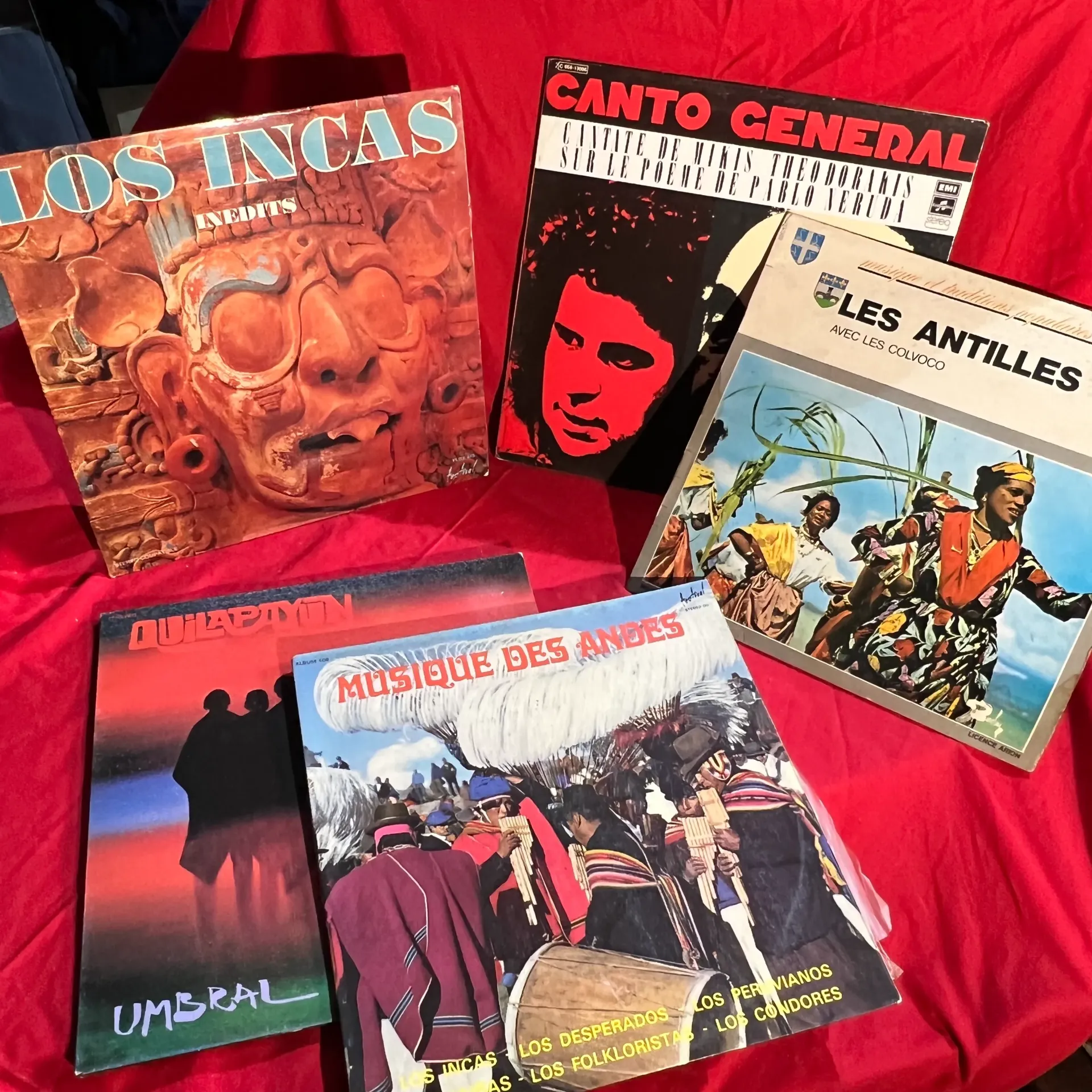 Lot 5 vinyles musiques du monde 33T – Andes, Amérique du Sud, Quilapayún, Los Incas