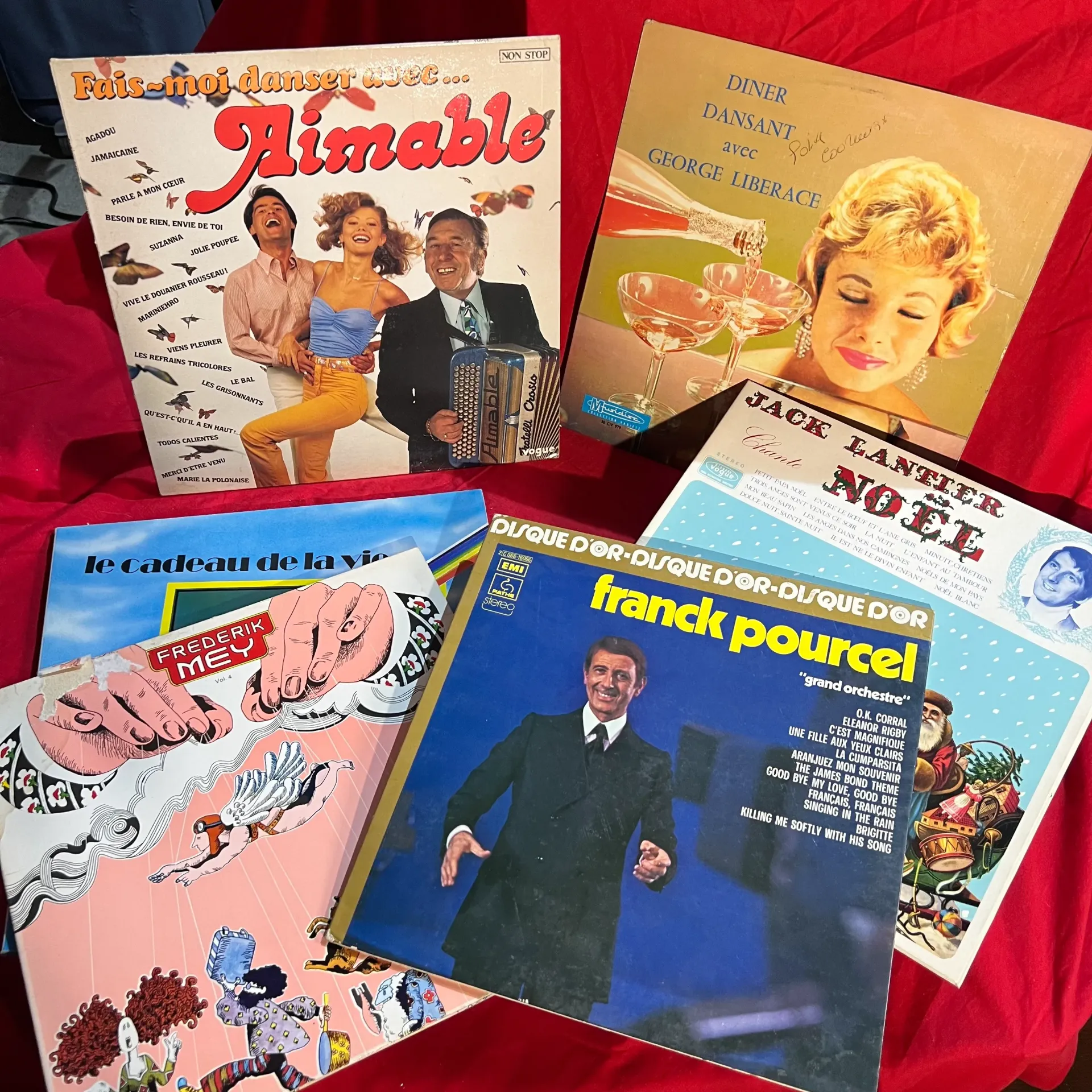 Lot 6 vinyles ambiance orchestre 33T – Aimable, Liberace, Franck Pourcel, musique rétro vintage