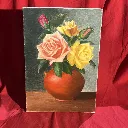 Tableau nature morte fleurs signé Boudières – peinture vintage