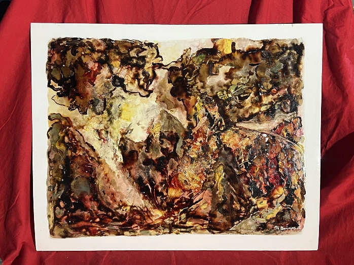 Tableau abstrait en relief – peinture texturée signée