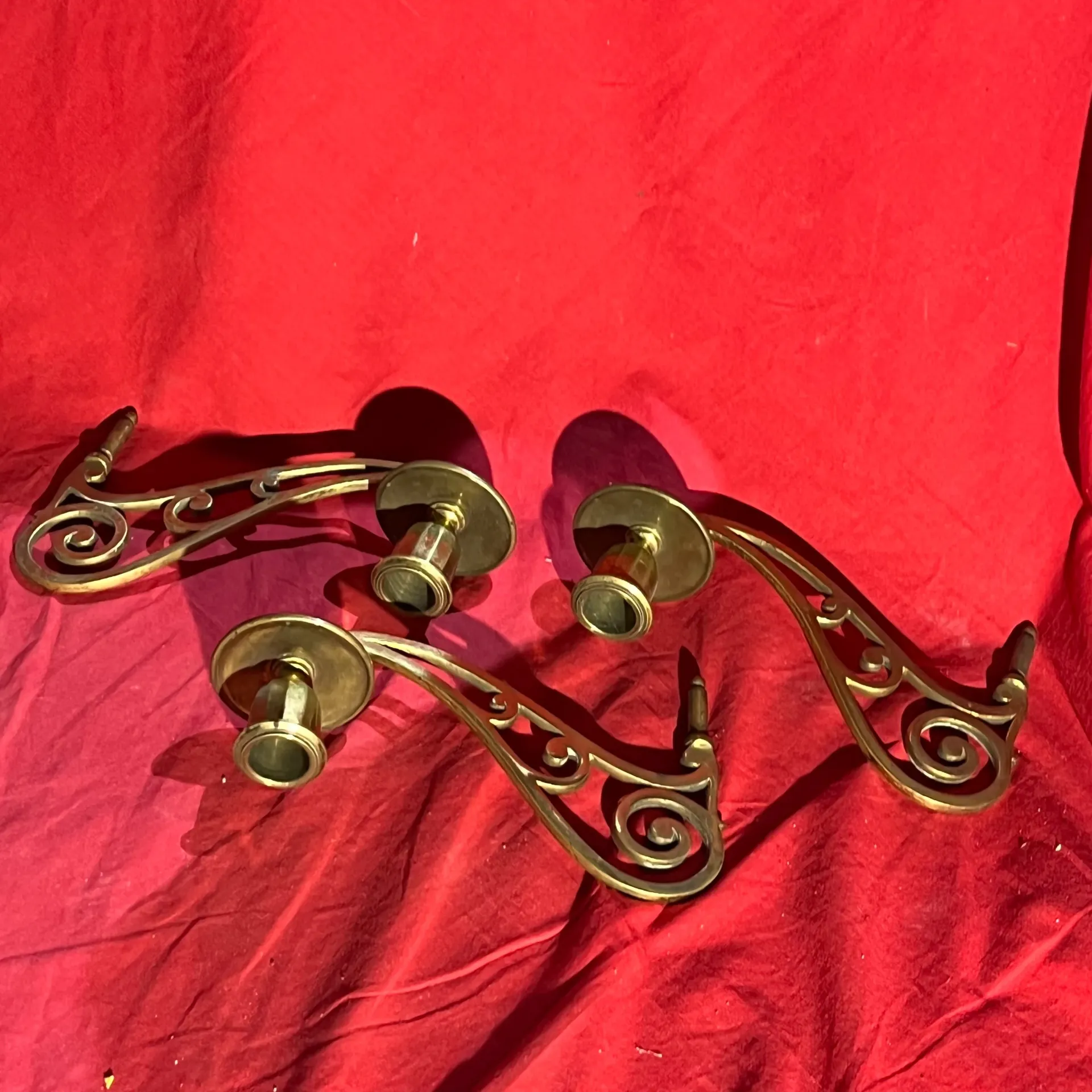 Lot de 3 appliques bougeoirs en métal doré