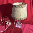 Lampe vintage pied verre abat-jour tissu à restaurer