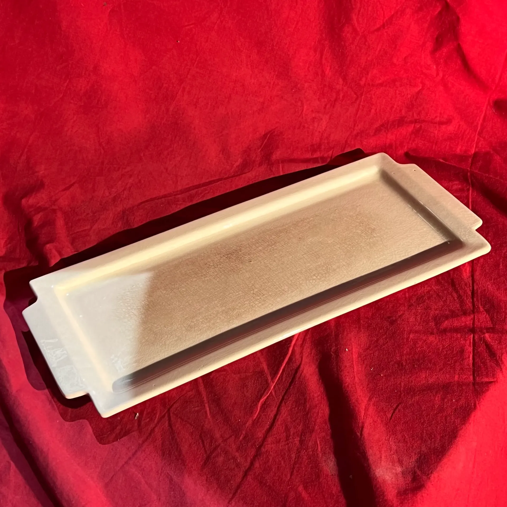 Plat de service rectangulaire beige crème - Digoin Sarreguemines