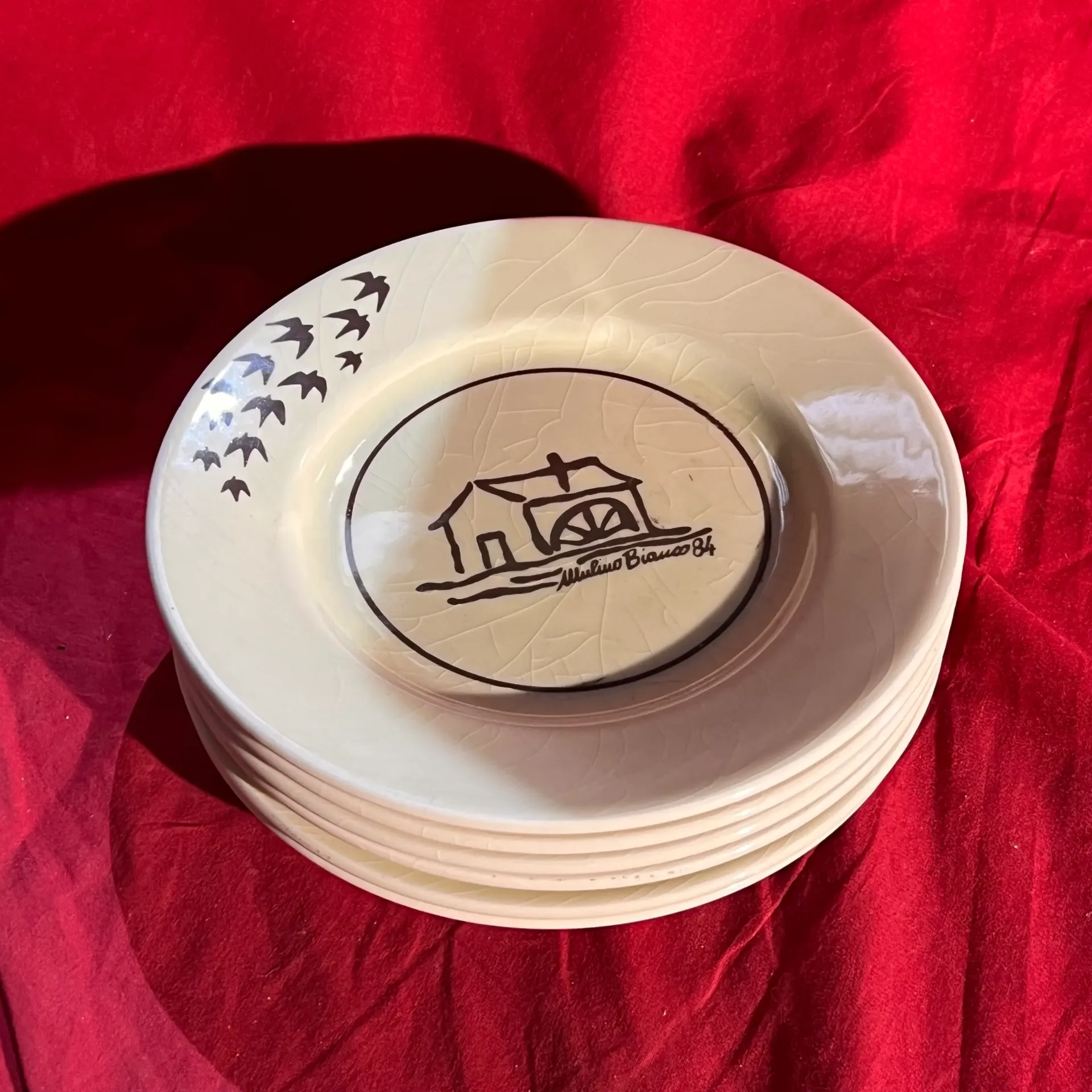 Lot de 6 assiettes à dessert - Marquage Bianco 84