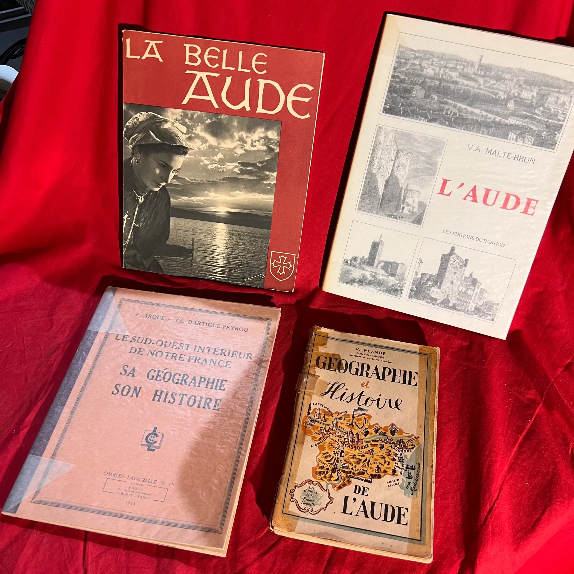 Lot de 4 livres et livrets anciens Aude et sud Ouest