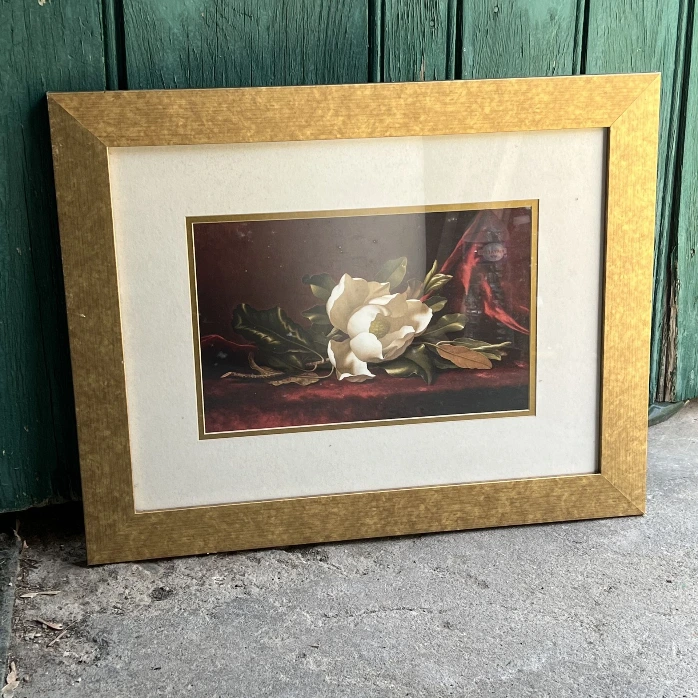 Cadre doré peinture nature morte fleurs déco classique