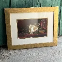 Cadre doré peinture nature morte fleurs déco classique