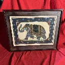 Tableau éléphant peinture sur soie déco ethnique