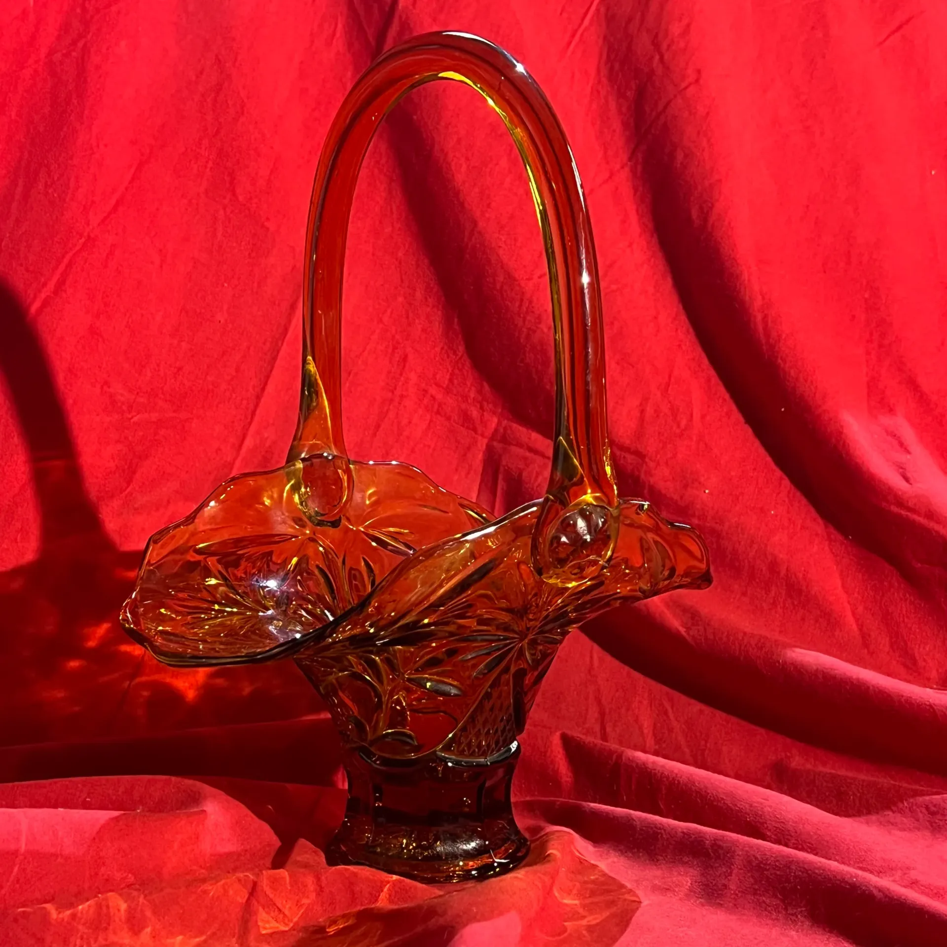 Coupe en verre orange vintage – centre de table décoratif