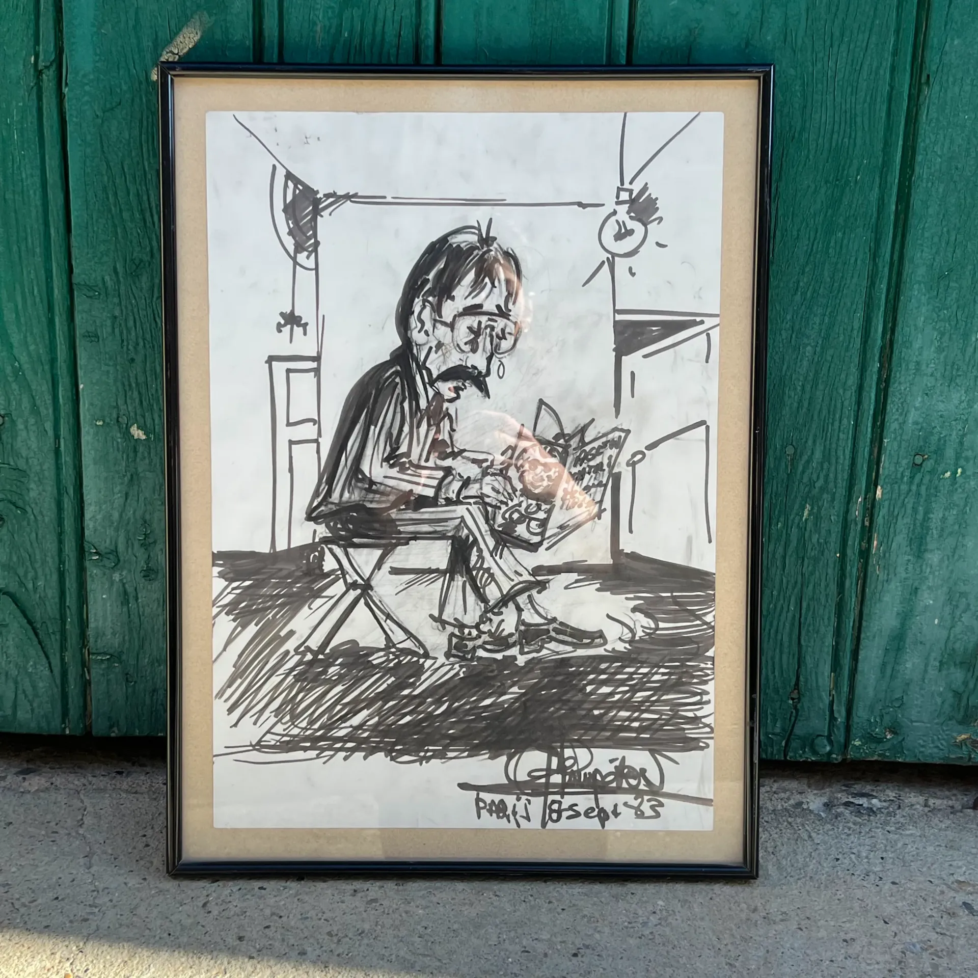 Dessin caricature signé – Paris 1989